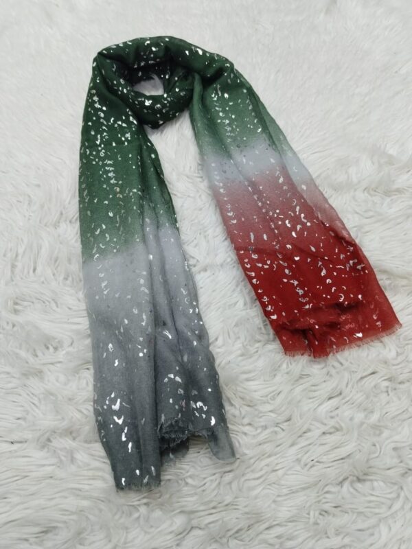 Lawn Printed Scarf with Gold Foil Print - Image 5