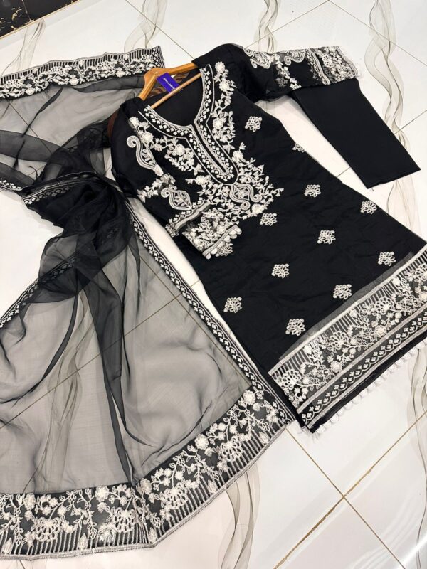 Lace Work On Long Shirt With Heavy Two Borders Embroidery Work On Dupatta