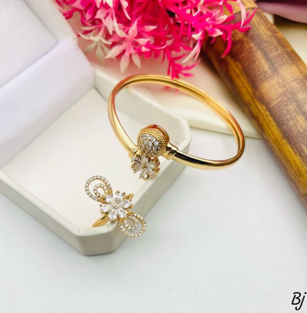 Fancy Beautiful Gold Plated Zircon Pack Of 2 Rings Plus Bangles Sets - Image 4