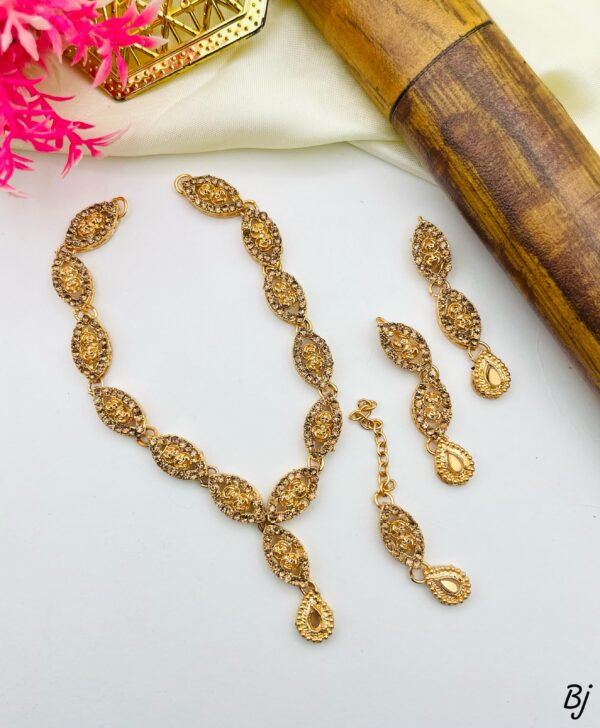 Fancy Beautiful Choker Set With Earings And Tika - Image 5