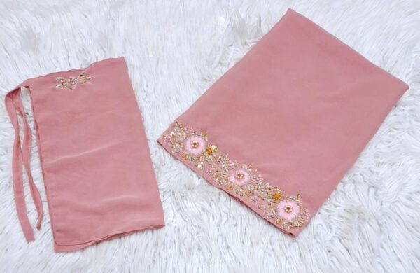 HAND WORK HADY KA KAAM EMBROIDERED 2 PEC SCARF NIKAB SET - Image 7